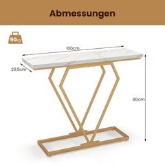 Costway konsolinis stalas, įėjimo stalas, siauras prieškambario stalas su marmurine išvaizda, šoninis staliukas svetainei 100 x 29,5 x 80 cm kaina ir informacija | Stalai-konsolės | pigu.lt