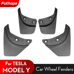 Futhope 4PCS priekiniai galiniai purvasaugiai originalaus modelio pakaitinis apsaugos nuo purslų sparnas, skirtas Tesla Model Y 2021–2024 automobiliui цена и информация | Автопринадлежности | pigu.lt