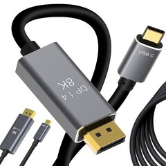 Kabelis „DisplayPort 1.4“ – C tipo USB 1,8 m nuo – "Perfee" kaina ir informacija | Kabeliai ir laidai | pigu.lt