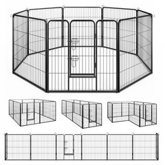 Costway šunų sulankstomas lauko aptvaras/maniežas,80 cm ,metalinis, juodas kaina ir informacija | Saugos varteliai, apsaugos | pigu.lt