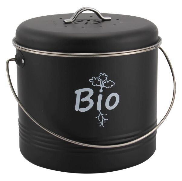 Bio atliekų konteineris su anglies filtru, 7L, juodas цена и информация | Šiukšliadėžės | pigu.lt