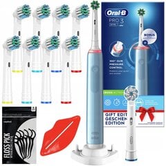 "Oral-B Pro 3 3770 Blue + 8 Precision" dantų šepetėlis kaina ir informacija | Elektriniai dantų šepetėliai | pigu.lt