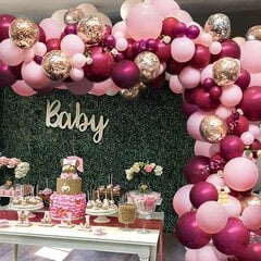 117Pcs Burgundy Pink Balloon Arch Garland Kit, Pink Gold Confetti Lateksiniai balionai su balionų priedais цена и информация | Шарики | pigu.lt