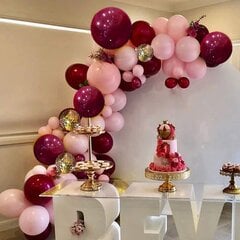 117Pcs Burgundy Pink Balloon Arch Garland Kit, Pink Gold Confetti Lateksiniai balionai su balionų priedais kaina ir informacija | Balionai | pigu.lt