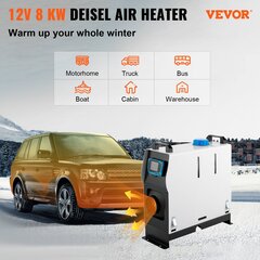 12V dyzelinis oro šildytuvas Vevor 8 kW, baltas kaina ir informacija | Šildytuvai | pigu.lt