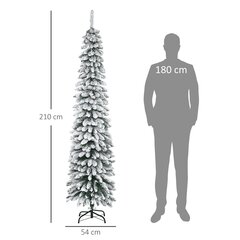 HOMCOM Dirbtinė kalėdinė eglutė, 210 cm ilgio eglutė su 490 antgalių, dirbtiniu sniegu, sulankstomu metaliniu stovu, skirta Kalėdoms dekoruoti, žalia+balta kaina ir informacija | Eglutės, vainikai, stovai | pigu.lt