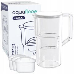 Фильтр-кувшин Aquafloow J-Maxi 2,5 л белый для водопроводной воды + 3x фильтр цена и информация | Кухонная утварь | pigu.lt