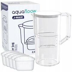 Фильтр-кувшин Aquafloow J-Maxi 2,5 л белый для водопроводной воды + 5x фильтр цена и информация | Кухонная утварь | pigu.lt