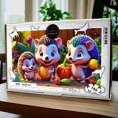 Dėlionė Ežiukai 160 dalių Medinė dėlionė Mruu&Pruu kaina ir informacija | Dėlionės (puzzle) | pigu.lt