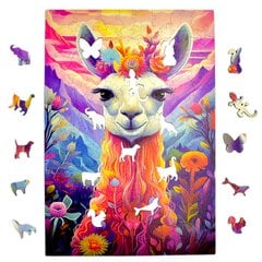 Dėlionė Lama Mruu&Pruu 20 x 28 cm 160 dalių Medinė dėlionė kaina ir informacija | Dėlionės (puzzle) | pigu.lt