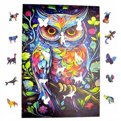 Mruu&Pruu pelėda dėlionė 20 x 28 cm 160 dalių Medinė dėlionė kaina ir informacija | Dėlionės (puzzle) | pigu.lt