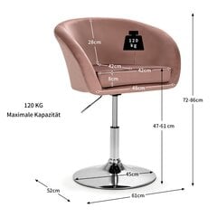 Costway Reguliuojamo aukščio akcento kėdė 360° besisukanti minkšta kėdė iki 120kg apkrovos aksominė kėdė rožinė kaina ir informacija | Biuro kėdės | pigu.lt