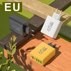 65 W 3 prievadai GaN USB PD įkroviklis Greitas įkrovimas C tipo mobiliojo telefono adapteris greitas įkroviklis 3.0 skirtas iPhone 15 Samsung Xiaomi Huawei tamsus kaina ir informacija | Krovikliai telefonams | pigu.lt