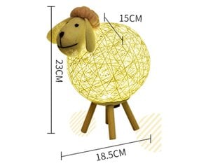 LED naktinė lemputė, Creative Sheep Rattan stalinė lempa, USB akių priežiūros projekcinė naktinė lempa vaikų miegamajam 23*18,5*15cm kaina ir informacija | Staliniai šviestuvai | pigu.lt