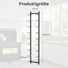 Costway vyno stovo sienelė 9 vyno buteliams metalinis butelių laikiklis 22 x 13,5 x 109 cm juodas kaina ir informacija | Lentynos | pigu.lt