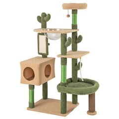 Costway Scratch Post Cactus Cat Tree with Platforms Šepetys žaislas Sizalio virvė žalia + ruda kaina ir informacija | Draskyklės | pigu.lt