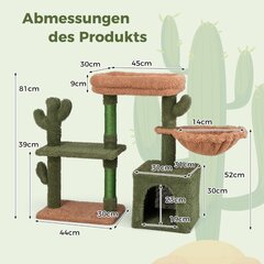 Costway kačių draskykle su platformomis , Green + Brown ,81 cm цена и информация | Когтеточки | pigu.lt