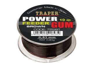 Traper Power Feeder Gum Brown 10m 1.00mm 13kg kaina ir informacija | Dubenėliai, dėžės maistui | pigu.lt