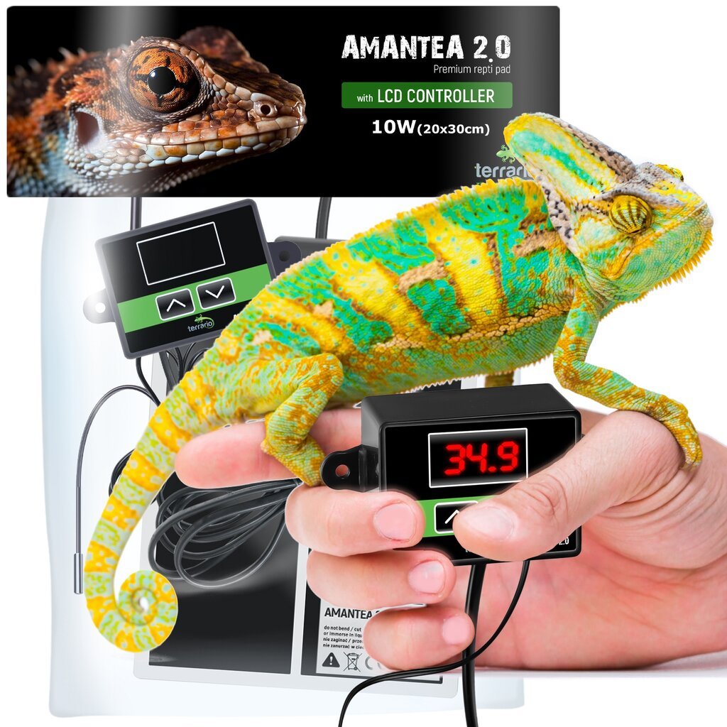 Šildymo kilimėlis su termostatu, Terrario Amantea 2.0, LED ekranas, 10W, 30x20 cm kaina ir informacija | Prekės egzotiniams gyvūnams  | pigu.lt