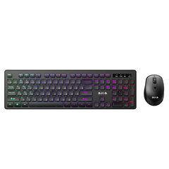 Aula AC208 3in1 2.4G Wireless Combo RGB Keyboard (EN/RU), Mouse, Mouse pad (29x25x2.5cm) Black kaina ir informacija | Klaviatūros | pigu.lt