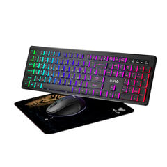 Aula AC208 3in1 2.4G Wireless Combo RGB Keyboard (EN/RU), Mouse, Mouse pad (29x25x2.5cm) Black kaina ir informacija | Klaviatūros | pigu.lt