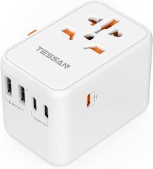 Универсальный адаптер TESSAN 636FV GaN III, 65 Вт, 1xUSB-A, 3xUSB-C цена и информация | Кабели и провода | pigu.lt