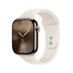 Apple Watch Series 10 GPS + Cellular 46mm Gold Titanium Case with Starlight Sport Band - S/M MWYX3ET/A kaina ir informacija | Išmanieji laikrodžiai (smartwatch) | pigu.lt