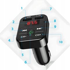 FM BLUETOOTH Siųstuvas MP3 Įkroviklis 2xUSB SD LCD kaina ir informacija | Automobilių 12V el. priedai | pigu.lt