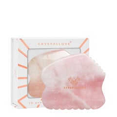 CRYSTALLOVE Rožinis kvarcas CONTOUR GUA SHA - Rožinio kvarco gua sha veido masažo plokštelė kaina ir informacija | Veido masažuokliai, valymo įrankiai | pigu.lt