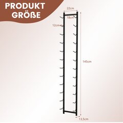 Costway vyno lentynos sienelė 6 vyno buteliams metalinis butelių laikiklis 22 x 13,5 x 145 cm juodas kaina ir informacija | Lentynos | pigu.lt