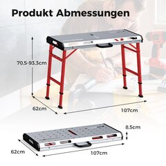 Costway suvirinimo stalas su 450 kg apkrova ir reguliuojamo aukščio nešiojamas ir sulankstomas darbo stalas kaina ir informacija | Mechaniniai įrankiai | pigu.lt