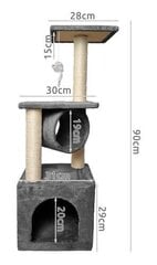 Kačių draskyklė, Purlov M-9480, 90 cm pilkas kaina ir informacija | Draskyklės | pigu.lt