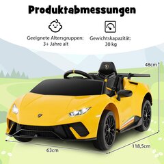 Vienvietis vaikiškas automobilis Costway Lamborghini, geltonas kaina ir informacija | Elektromobiliai vaikams | pigu.lt