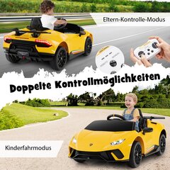 Vienvietis vaikiškas automobilis Costway Lamborghini, geltonas kaina ir informacija | Elektromobiliai vaikams | pigu.lt