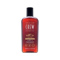 Šampūnas, kondicionierius ir dušo želė American Crew 3in1 Ginger + Tea 450ml kaina ir informacija | Šampūnai | pigu.lt