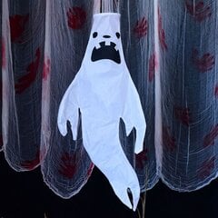 Helovino vėjo kojinė vaiduoklis, ghost face vėjo kojinė, 130 * 60 cm kaina ir informacija | Dekoracijos šventėms | pigu.lt