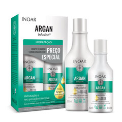 Товар с повреждённой упаковкой. Увлажняющий набор для волос Inoar Argan Infusion Hydrating Duo Kit: шампунь, 500 мл + кондиционер, 250 мл цена и информация | Духи и косметика с поврежденной упаковкой | pigu.lt