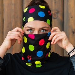 Повязка на голову Eleven Sportswear DOTS COLOR BLACK, черная цена и информация | Женские шапки | pigu.lt