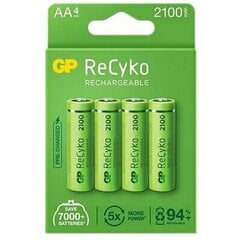 GP ReCyko AA 2100mAh NiMh įkraunami akumuliatoriai, 4 vnt. цена и информация | Батарейки | pigu.lt