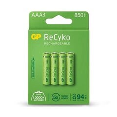 GP ReCyko AAA R03 850mAh akumuliatorius NiMH 1.2V, 4vnt. kaina ir informacija | Elementai | pigu.lt