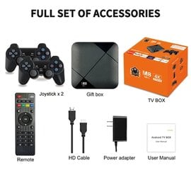 BOYHOM M8 Mini Game Stick Android TV BOX 10000 žaidimai 64GB 2.4G WiFi 4K belaidis valdiklis Game Stick, skirtas PS1/GBA/CP1 kaina ir informacija | Žaidimų konsolės | pigu.lt