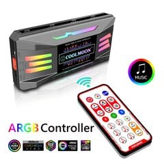 COOLMOON ARGB valdiklis 4Pin PWM 5V 3Pin ARGB aušinimo ventiliatorius Smart Remote Control, skirtas ASUS MSI Case Chassis Radiator 5V ARGB AURA цена и информация | Аксессуары для компьютерных игр | pigu.lt