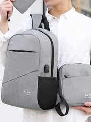 3 vnt. Vyriškas „Letter“ grafinis nešiojamojo kompiuterio kuprinės rinkinys su rašikliu, „Crossbody Bag College“ knygų krepšių rinkinys, universali USB įkrovimo kuprinė Vyriška verslo kuprinė L kaina ir informacija | Moteriškos rankinės | pigu.lt