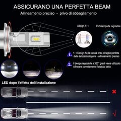 Святлодыёдная лямпа H7 6500K для аўтамабільных фар далёкага святла блізкага святла, замена галагенавых лямпаў з рэгуляваным трымальнікам лямпы і ксенонавых фар (2 шт.) цена и информация | Светодиодные ленты | pigu.lt