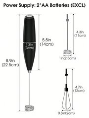 1vnt 2-in-1 elektrinis pieno putos ir kiaušinių plaktuvo mini rankinis maišytuvas su 2 Aa baterijų maitinimo šaltiniu (baterija neįeina) kaina ir informacija | Intymios higienos prausikliai | pigu.lt