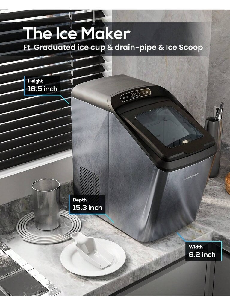 Freezimer DreamiceX2 | Nugget Ice Maker stalviršis su kramtomuoju Sonic ledu | Savaime išsivalanti tyli, stora izoliacija su vandens linija | Pebble ledo mašina kaina ir informacija | Intymios higienos prausikliai | pigu.lt