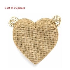 1 rinkinys Love Heart Rustic Lininis džiutas Hessian Lace Lace Party Pennant-L kaina ir informacija | Vakarėliams ir šventėms | pigu.lt