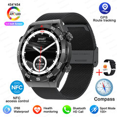 Skirta IOS Android NFC Smart Watch Suaugusiųjų GPS Tracker 454*454 HD Screen Heart Rate EKG+PPG Bluetooth Call Smartwatches 2024 Nauja kaina ir informacija | Laikrodžiai | pigu.lt