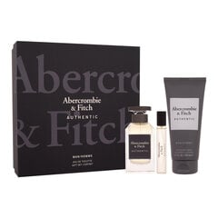 Kosmetikos rinkinys Abercrombie & Fitch Authentic EDT vyrams: tualetinis vanduo 100 ml + tualetinis vanduo 15 ml + dušo želė 200 ml цена и информация | Мужские духи | pigu.lt