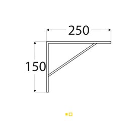 WSWP 250/20 Sustiprinta lentynų atrama 250х150х20х3,0, balta kaina ir informacija | Surenkamos lentynų sistemos | pigu.lt